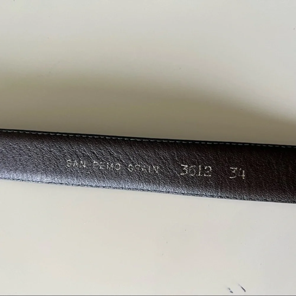 San Remo Brighton Grain Brown Leather Belt With Zip Design Size 34